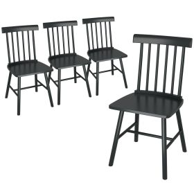 Set of 4 Farmhouse Kitchen Chairs with Spindle Back, Black