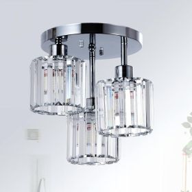 Semi Flush Mount Ceiling,3-Light Fixtures With Clear Crystal Shade