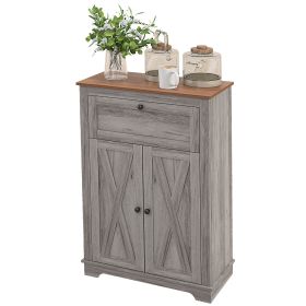 Farmhouse Sideboard Storage Cabinet with Doors and Drawer for Kitchen, Living room, 23.5"x11.75"x34.5", Gray