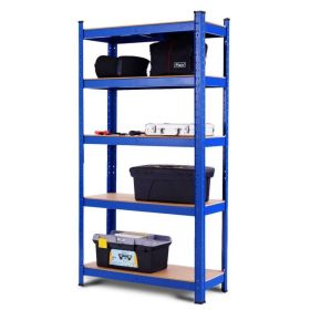 Blue Heavy Duty Metal Wood 5 Tier Adjustable Shelving Unit