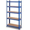 Blue Heavy Duty Metal Wood 5 Tier Adjustable Shelving Unit