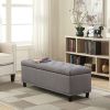 Grey Linen 48-inch Storage Bench