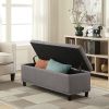 Grey Linen 48-inch Storage Bench