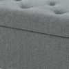 Grey Linen 48-inch Storage Bench