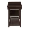 Espresso Brown Wood 2-Shelf Shoe Rack Storage Bench
