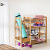 Bamboo Shoe Rack Bench with Umbrella storage