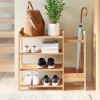 Bamboo Shoe Rack Bench with Umbrella storage
