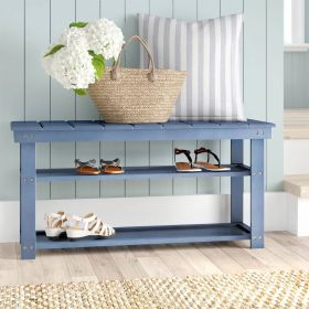 Wood 2-Shelf Shoe Rack Storage Bench
