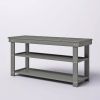 Grey Wood 2-Shelf Shoe Rack Storage Bench