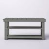 Grey Wood 2-Shelf Shoe Rack Storage Bench