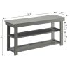 Grey Wood 2-Shelf Shoe Rack Storage Bench