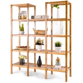 4-Shelf Bamboo Wood Shelving Unit