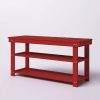 Red Wooden 2-Shelf Shoe Rack Storage Bench