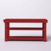 Red Wooden 2-Shelf Shoe Rack Storage Bench