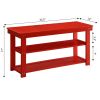 Red Wooden 2-Shelf Shoe Rack Storage Bench