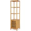 Slim 3-Shelf Bamboo Wood Shelving Unit with Bottom Storage Cabinet