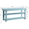 Wood 2-Shelf Shoe Rack Storage Bench in Aqua Blue