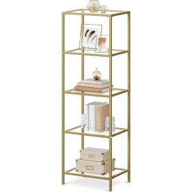 Gold 4-shelf Metal Frame Glass Shelving Unit