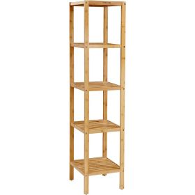 4-Shelf Natural Bamboo Wooden Shelving Unit