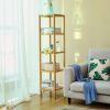 4-Shelf Natural Bamboo Wooden Shelving Unit