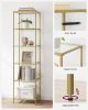 Narrow Glass Shelf Storage Unit in Gold
