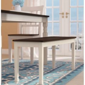 Wooden Bench in White and Brown Finish