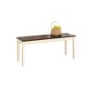 Wooden Bench in White and Brown Finish