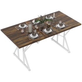 47"-63" Farmhouse Extendable Dining Table for 4-6, with Heavy Duty Trestle Base, Brown