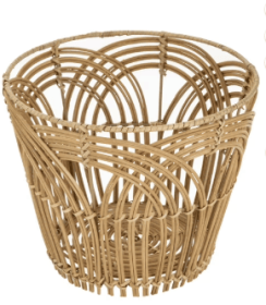 Homezone Handwoven Natural Rattan Basket with Modern Weave, Round