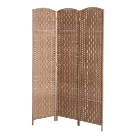 6' 3-Panel Natural Wicker Room Divider, Privacy Screen
