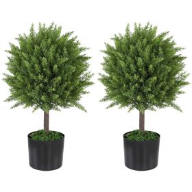 HOMCOM 21.7" Set of 2 Faux Cedar Topiary Trees