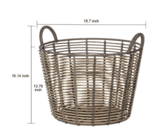 Better Homes & Gardens Extra Large Round Poly Rattan Storage Basket with Handles