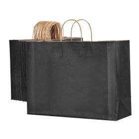 Kraft Paper Bags with Handles, 50Pcs 16 x 6 x 12 in, Large Paper Grocery Bags, Reusable & Recycled Take-Out Sacks, Plain Party Bag Bulk for Birthday