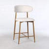 Counter Height Bar Stools Set of 2, Upholstered Counter Stools Modern Barstools with Metal Legs for Kitchen Island Dining Room, Beige