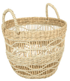 Homezone Natural Handwoven Seagrass Basket with Unique Detailing
