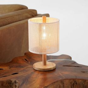 Levio Table Lamp, Natural Oak Wooden Base with Linen Shade