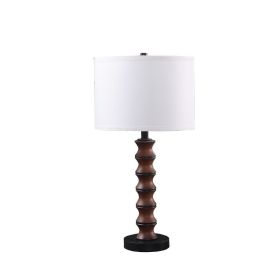 27.5"  Wood Insp Modern Table Lamp with Linen Drum Shade