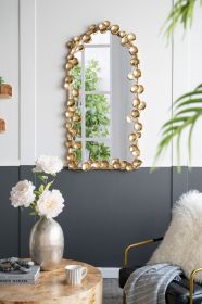 51.5" x 29" Full Length Arched Wall Mirror with Golden Leaf Accents, Decorative Mirror for Living Room Bedroom