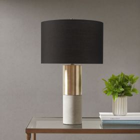 Concrete Table Lamp with Black Drum Shade