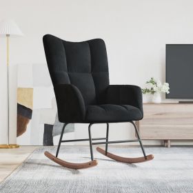 Rocking Chair Black Velvet (100% polyester), solid rubberwood, steel