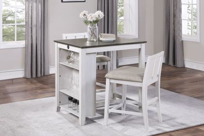 3-piece Counter Height Table w Display Shelf USB ports