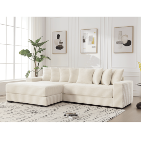 [NEW ARRIVED] [VIDEO PROVIDED] Oversized Two-Piece Couches, L Shaped Sofa, Corduroy, Left Chaise Daybed,with Armrests,Eight Throw Pillows,Corner