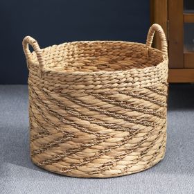 Round Woven Basket with Handles - 15" x 15" x 15" - Natural Brown