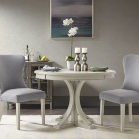 44" Round Dining Table, Solid Wood Finish, Antique Cream