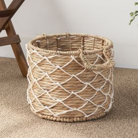 Woven Basket with Handles - 18" x 18" x 15" - Natural Brown