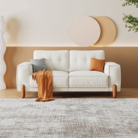 Modern Teddy Chenille Fabric Upholstered Tufted Sofa with Square Arm and 4 Solid Wood Legs