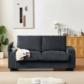 71" Loveseat Small Sofa Plush Corduroy Fabric Square Storage Armrest with USB port
