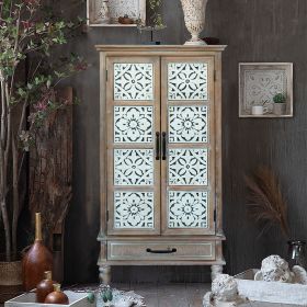 55.12'' Rustic Wood Sideboard Storage Pantry Cabinet