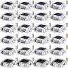 Driveway Lights 24-Pack Solar Driveway Lights Bright White with Screw Solar Deck Lights Outdoor Waterproof Wireless Dock Lights 6 LEDs for Path Warnin