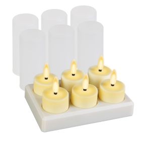6Pack Rechargeable Tea Lights With Charging Base Flameless Flickering LED Candles with Timer Remote